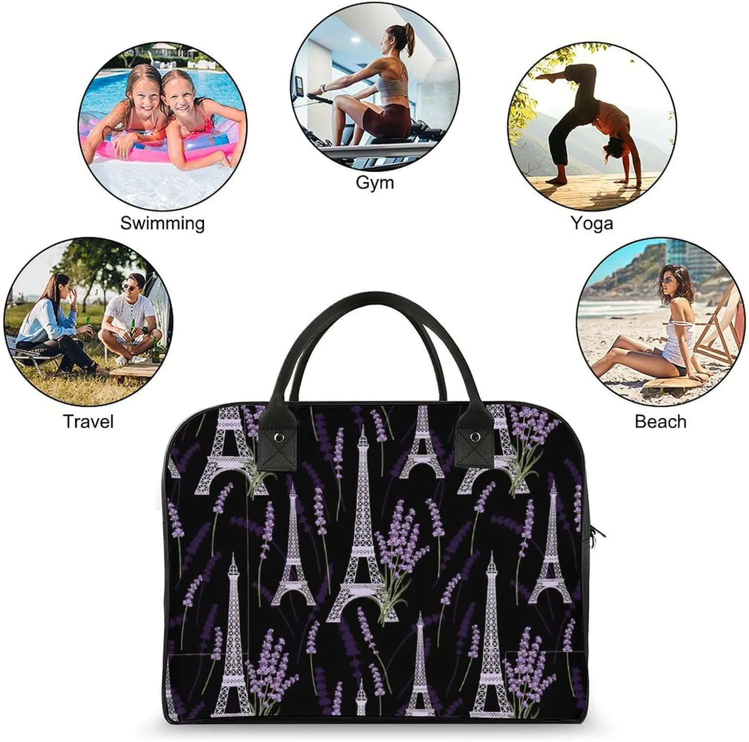 Adults Crossbody Nylon Lotus Florals Fashion Handbag for Business Trip 13" X 19" X 8"