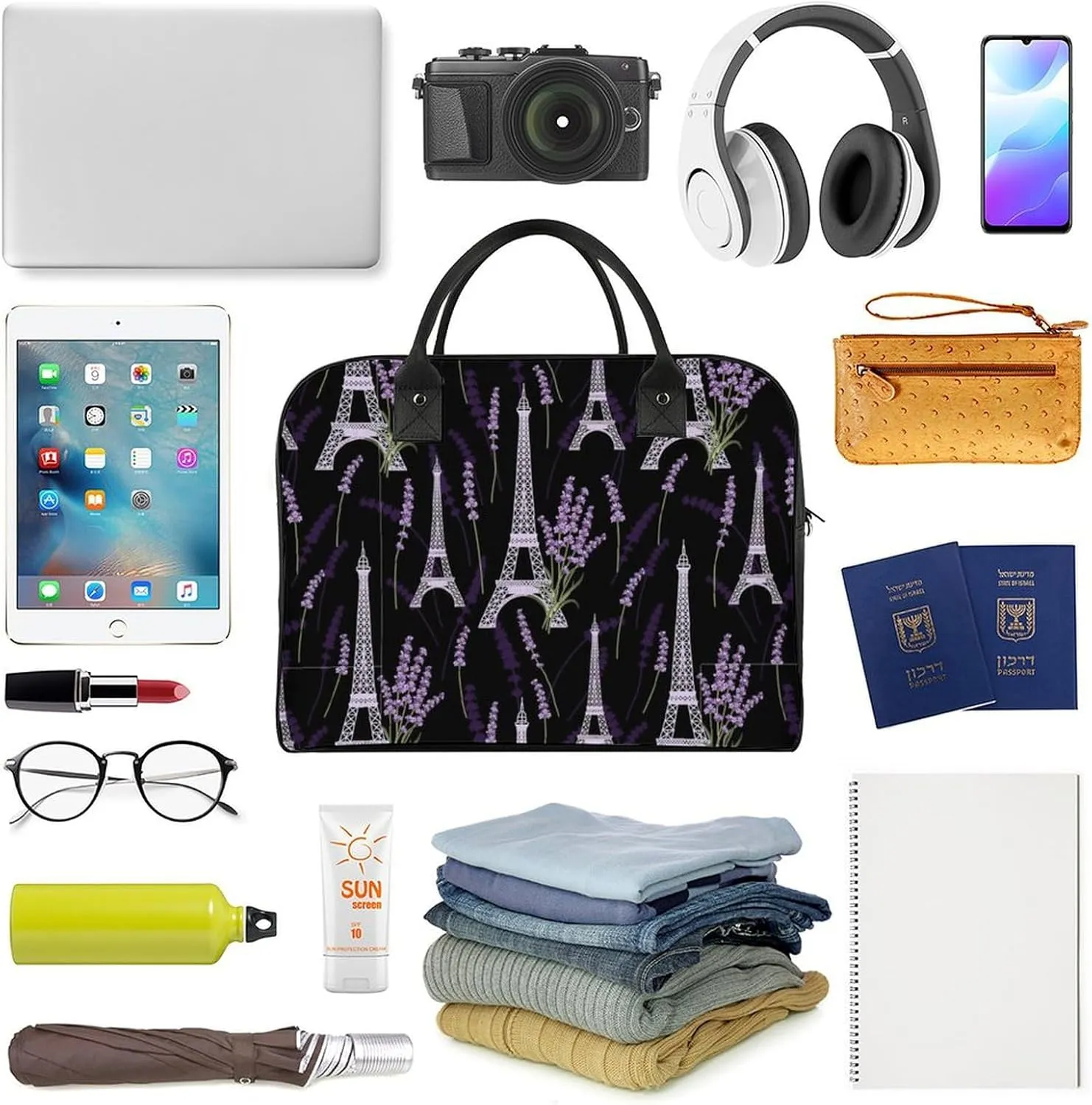 Adults Crossbody Nylon Lotus Florals Fashion Handbag for Business Trip 13" X 19" X 8"