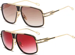 AEVOGUE Sunglasses For Men Goggle Alloy Big Frame Metal Punk Style Shield AE0336