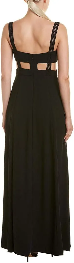 Aidan Mattox Women's Crepe and Lace Gown with Trim Detail and Cut Outs
