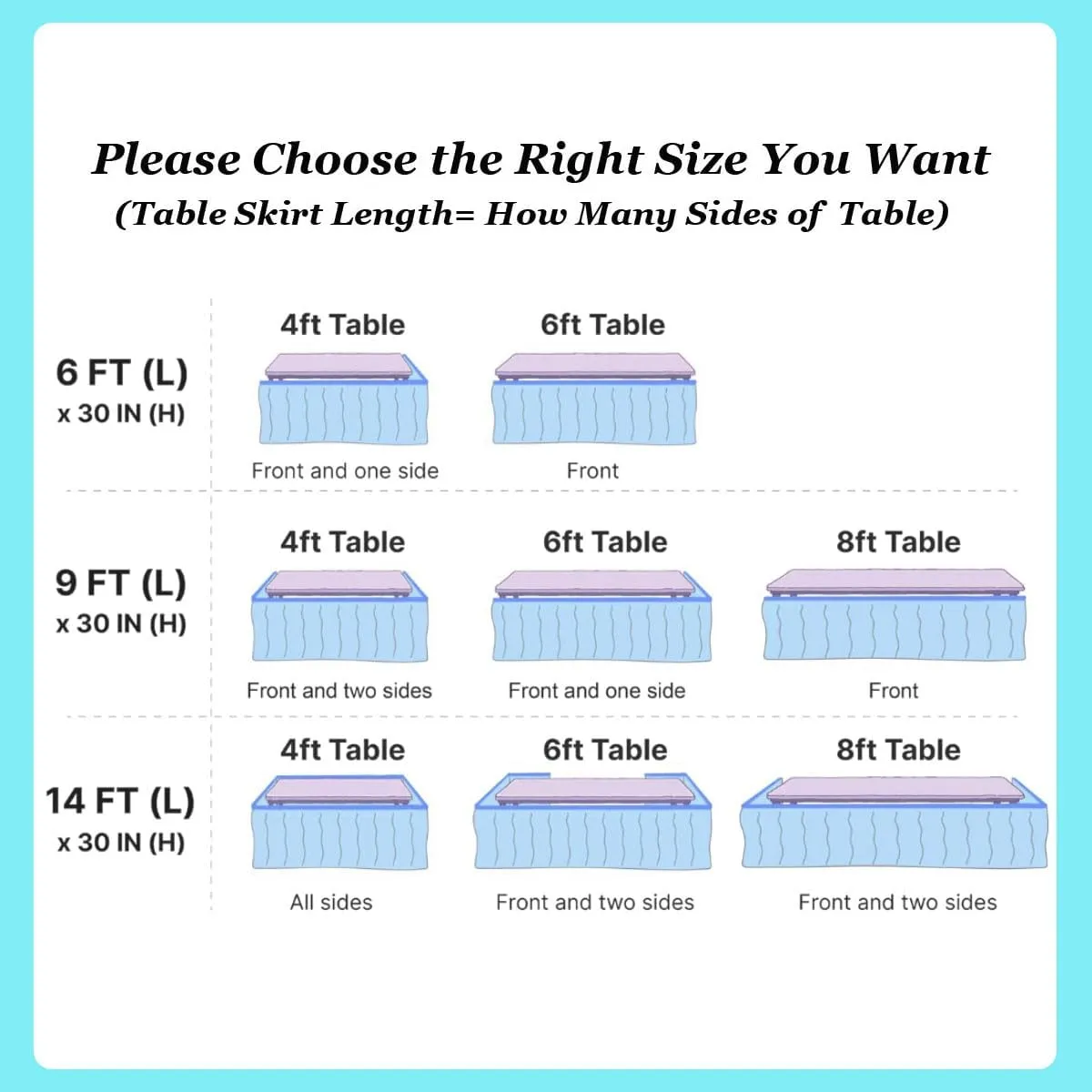 Albassa Blue Tulle Table Skirt for 14FT Rectangle or Round Tables Tutu Table Skirt for Birthday Party, Baby Shower, Cake Dessert Buffet Table Decorations(L14(ft)*H 30in)