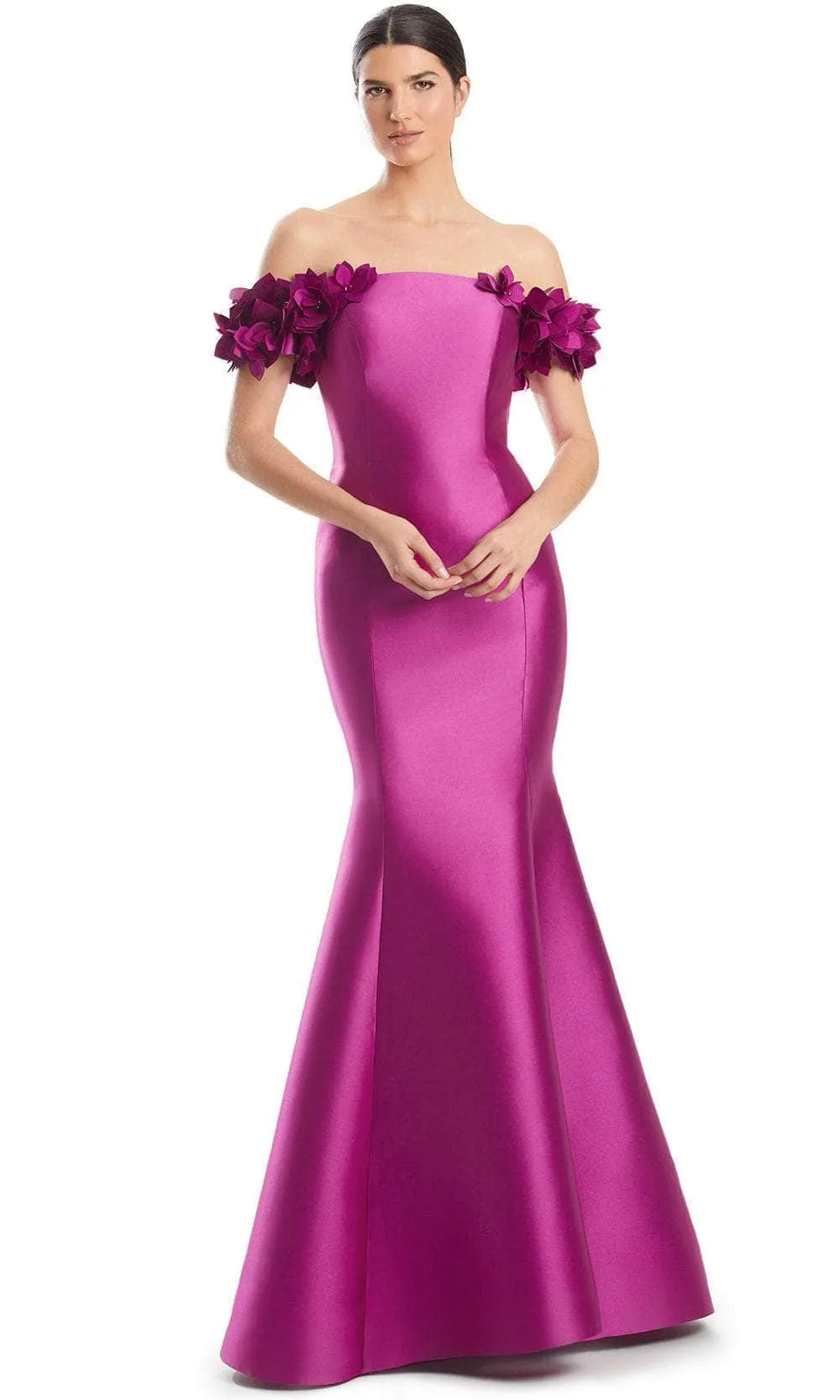 Alexander by Daymor 1991S24 - Floral Accent Off Shoulder Evening Dress