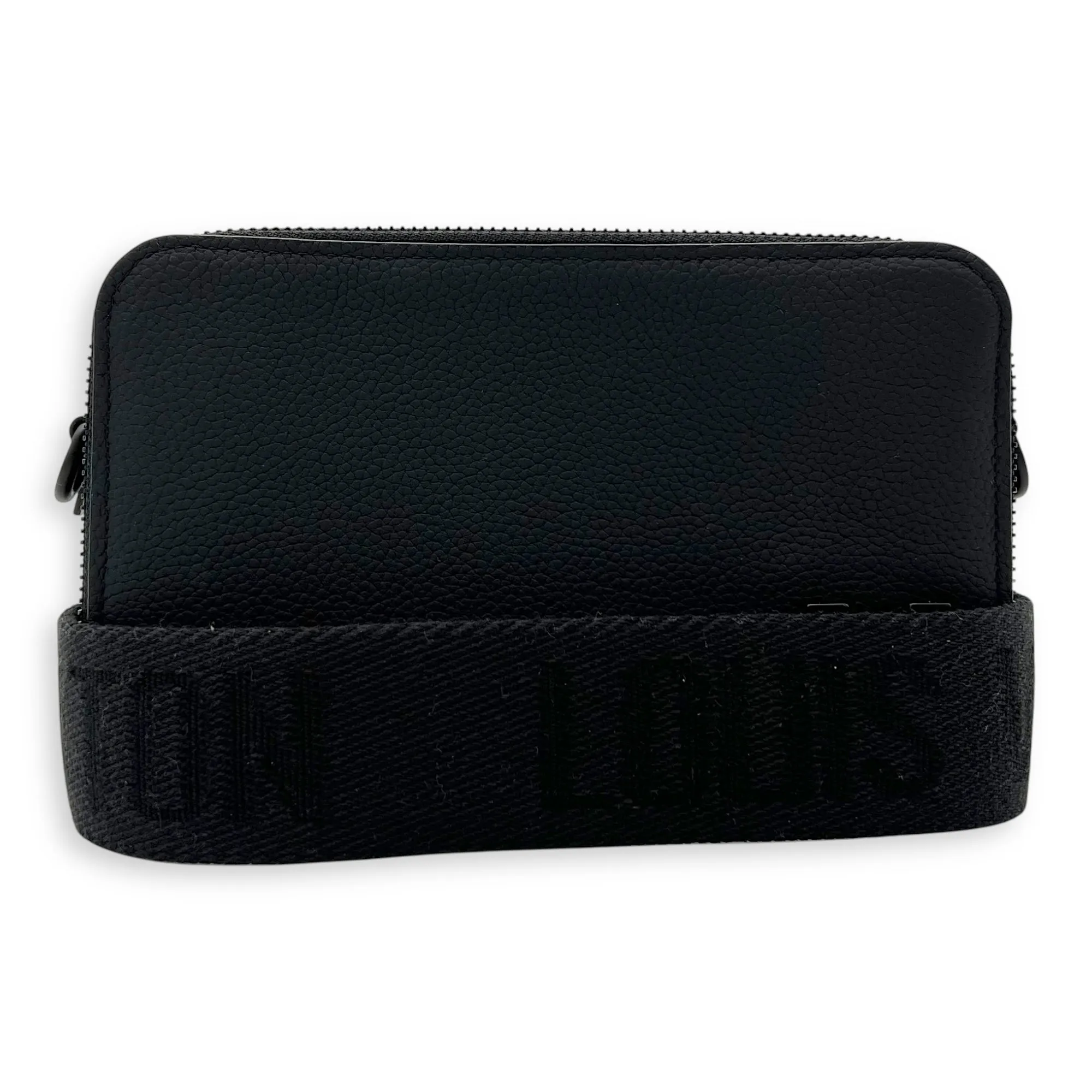 Alpha Wearable Wallet Black Crossbody Bag in Calfskin, Lacquered Metal hardware