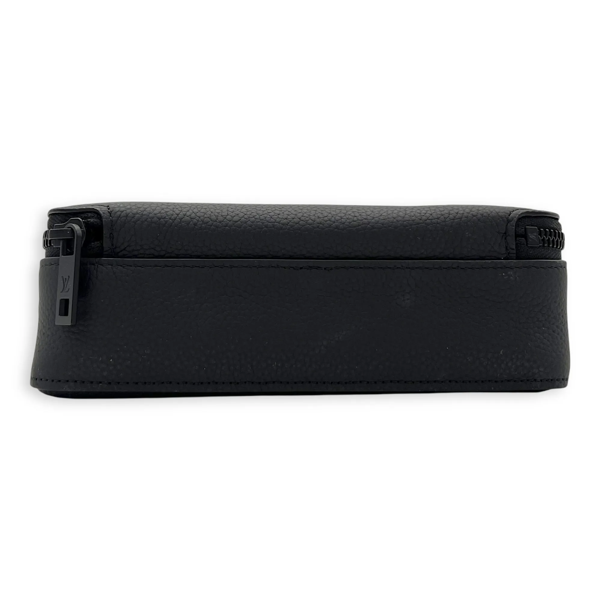 Alpha Wearable Wallet Black Crossbody Bag in Calfskin, Lacquered Metal hardware