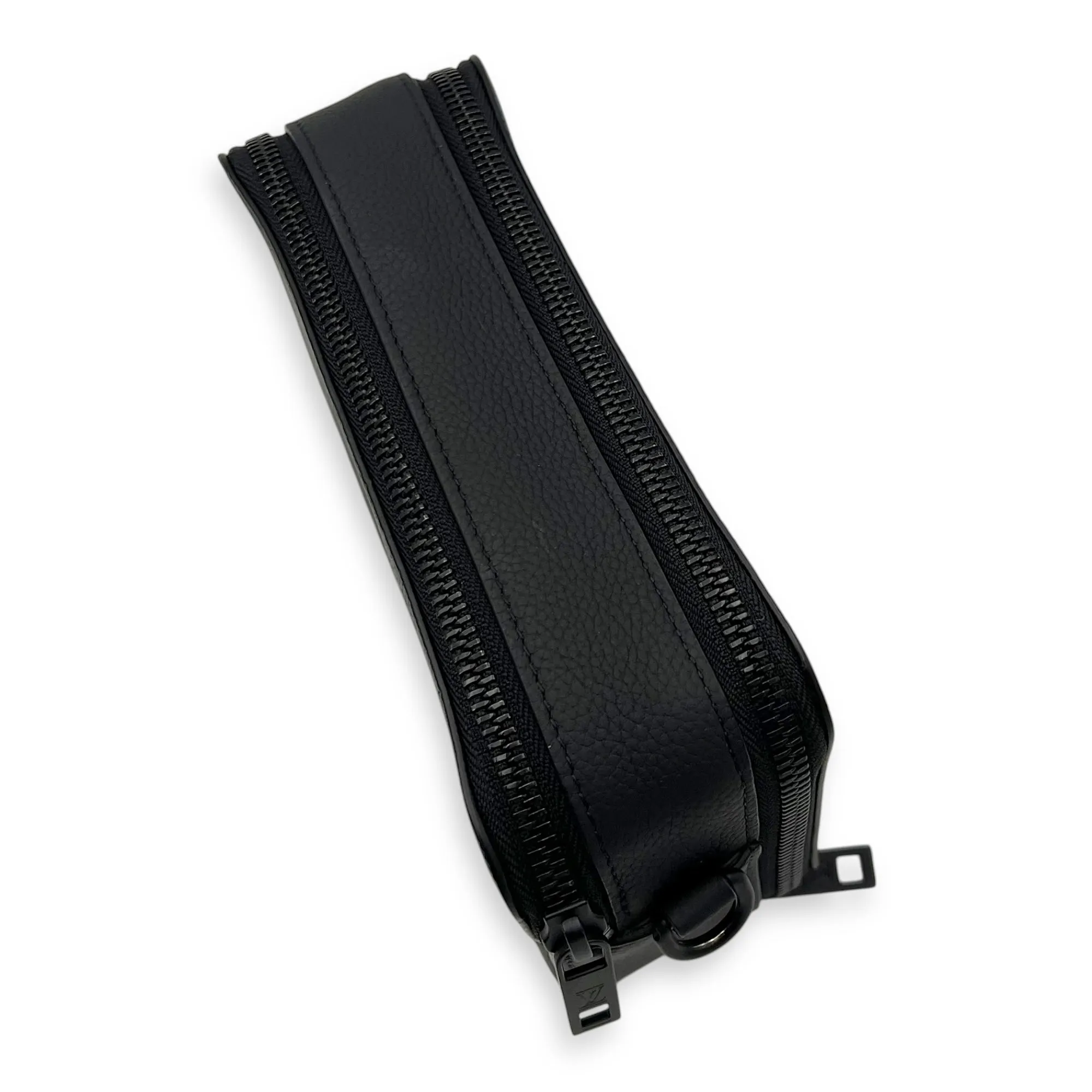 Alpha Wearable Wallet Black Crossbody Bag in Calfskin, Lacquered Metal hardware