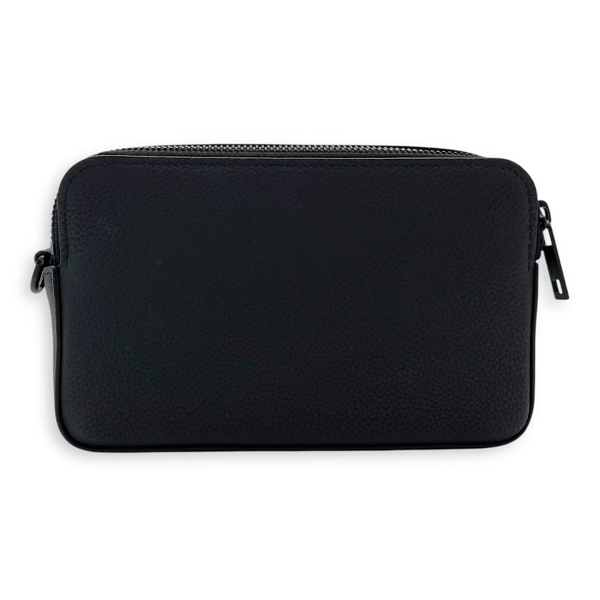 Alpha Wearable Wallet Black Crossbody Bag in Calfskin, Lacquered Metal hardware
