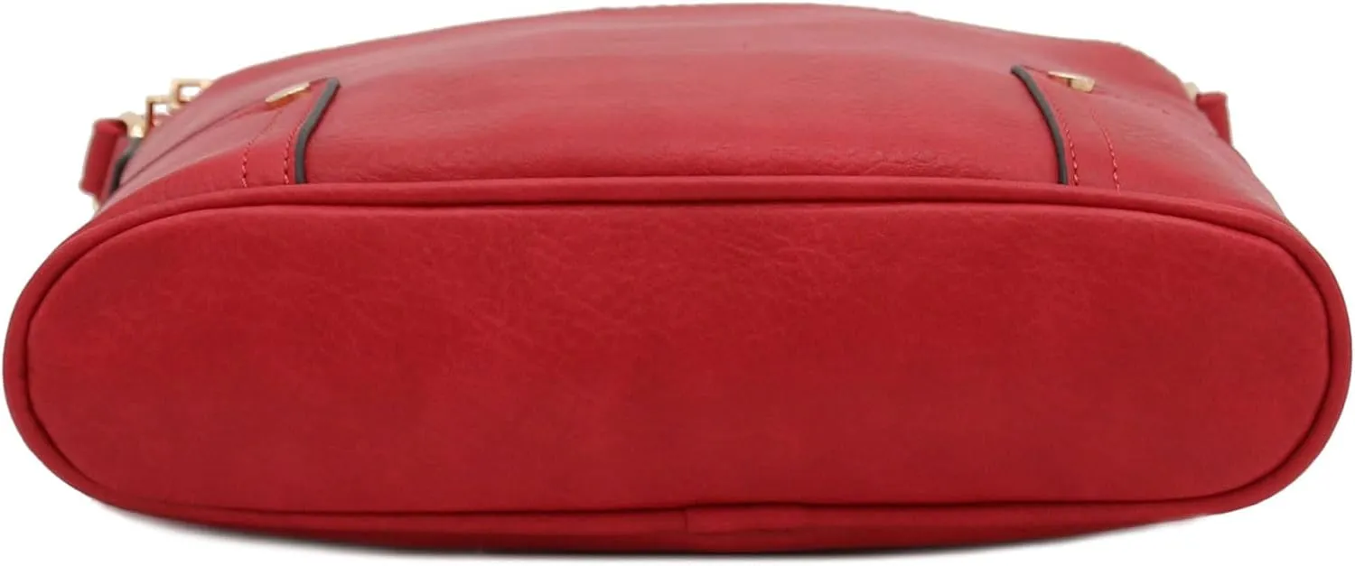 ALYSSA Triple Zip Pocket Large Crossbody Bag