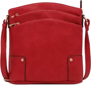 ALYSSA Triple Zip Pocket Large Crossbody Bag