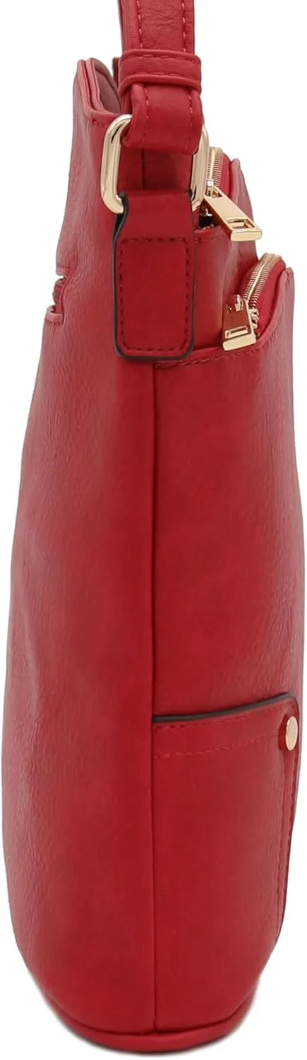ALYSSA Triple Zip Pocket Large Crossbody Bag
