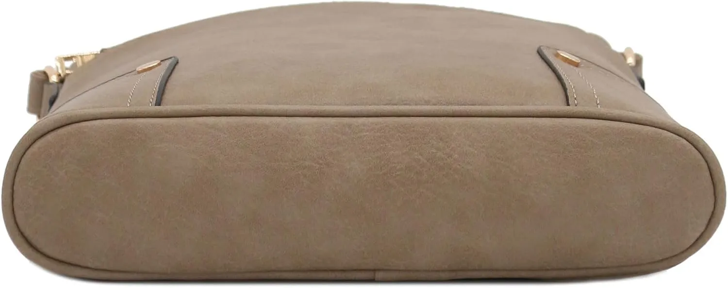 ALYSSA Triple Zip Pocket Large Crossbody Bag