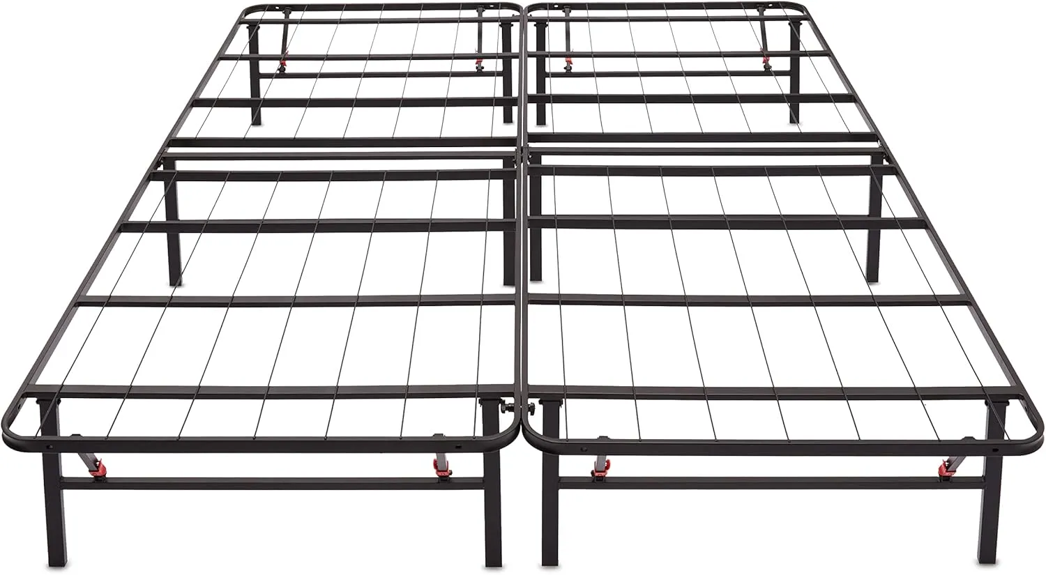 Amazon Basics Bed Frame with Storage, Foldable Metal Platform, Sturdy Steel, No Box Spring Needed, 14-inch High, Tool-Free Setup, Queen Size, Black