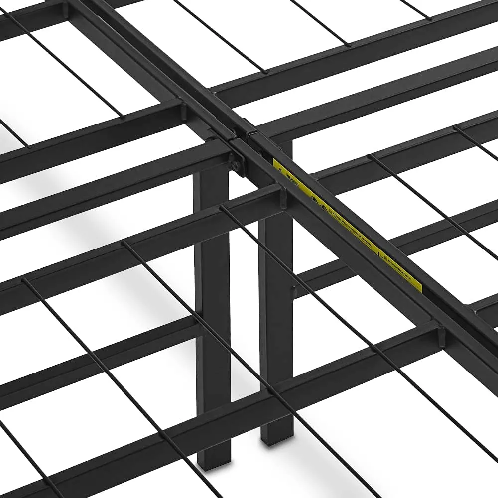 Amazon Basics Bed Frame with Storage, Foldable Metal Platform, Sturdy Steel, No Box Spring Needed, 14-inch High, Tool-Free Setup, Queen Size, Black