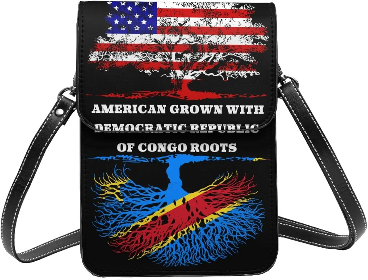 American Grow Democratic Republic Of Congo Roots Small Crossbody Bag Is A Shoulder Bag Designed For Women And Girls Cell Phone Crossbody Wallet Purses With Card Slots Adjustable Strap