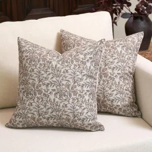 Amor Virisso Floral Throw Pillow Covers 18x18 Set of 2 Vintage Block Print Pillow Covers Decorative Pillow Covers Couch Pillows for Living Room Farmhouse Accent Sofa Pillows, Red/Sand