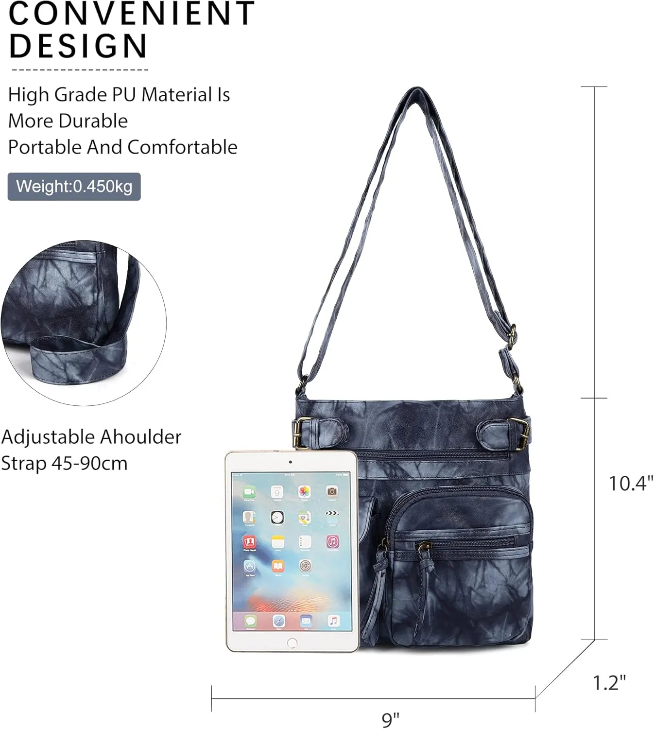 Angel Kiss Crossbody Bags for Women Washed Leather Shoulder Bags Multi Pocket Soft Hobo Purses and Medium Handbags