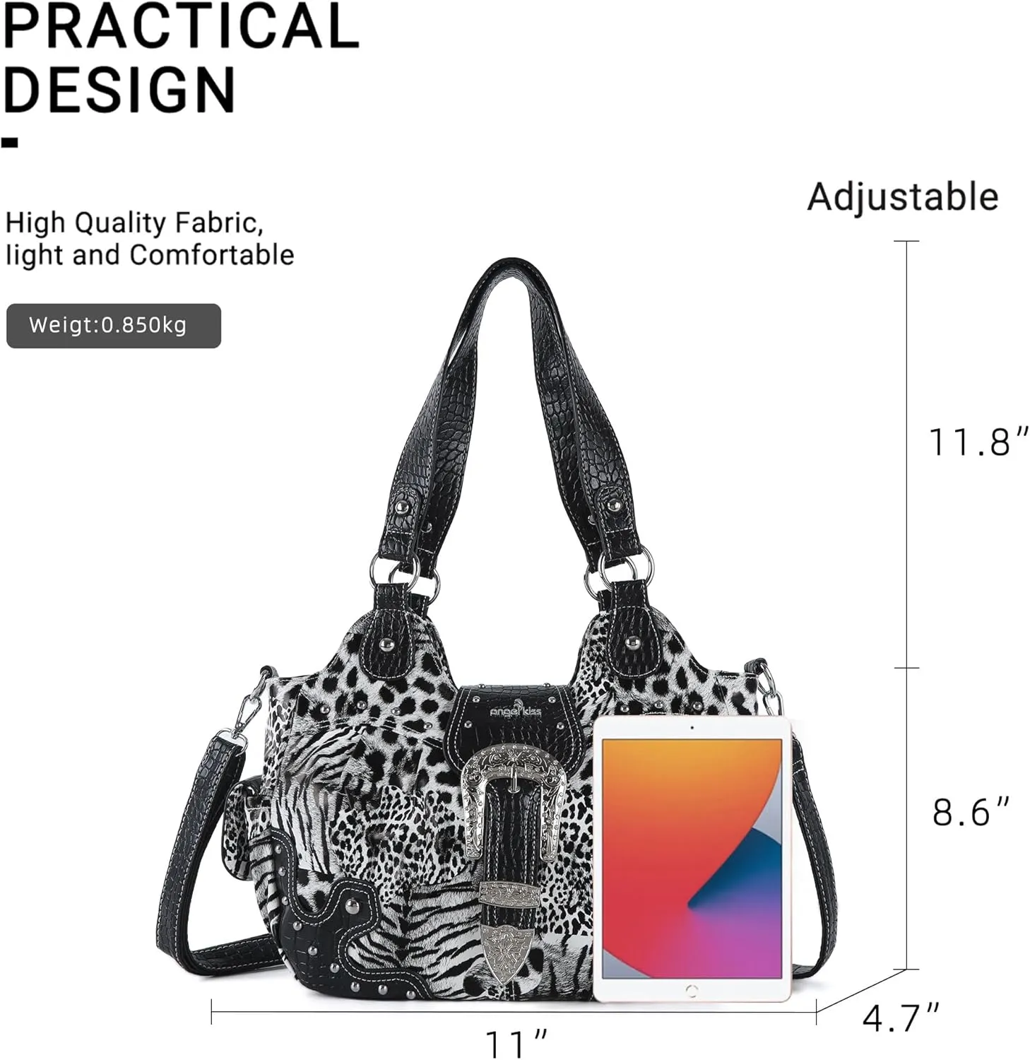 Angel Kiss Hobo Bags for Women Vegan Leather Purses and Handbags Ladies Chic Shoulder Bags Crossbody Purses with Metal Studs