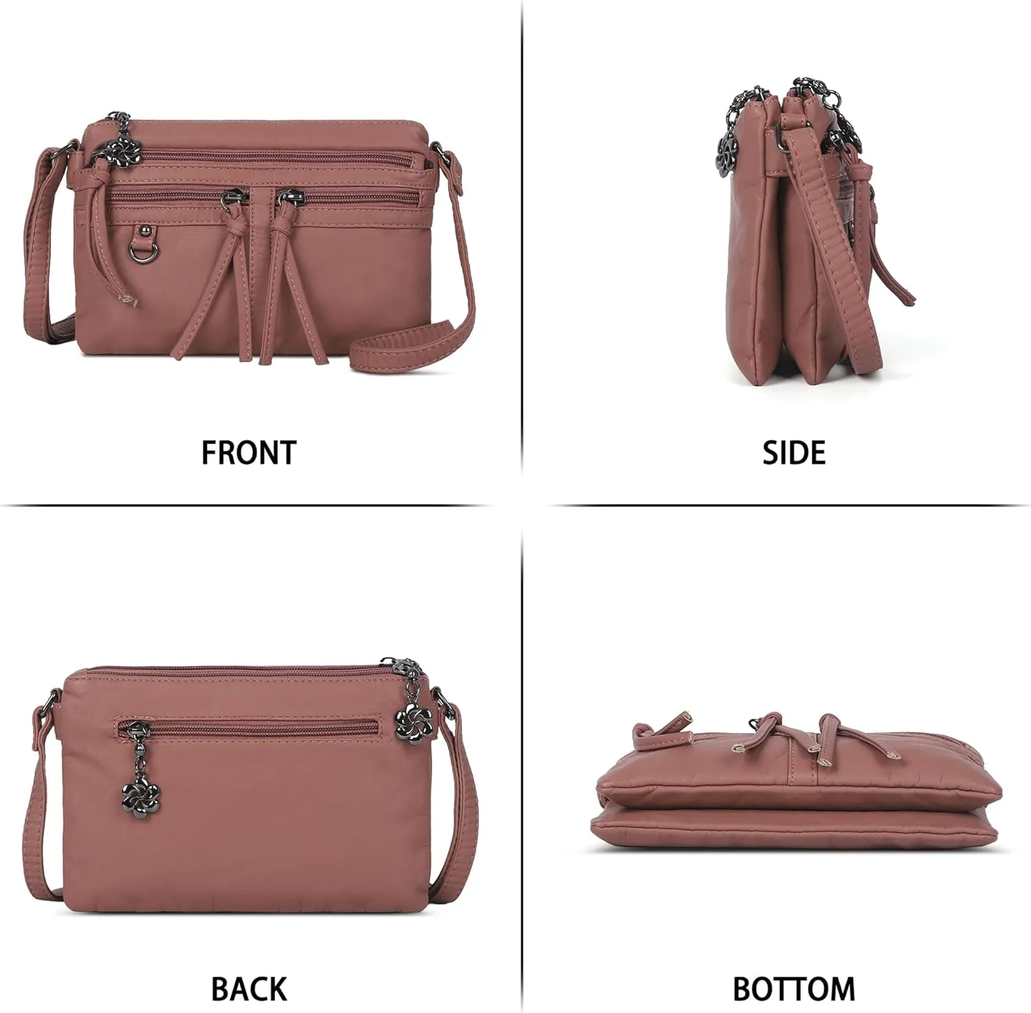 Angel Kiss Small Crossbody Bag for Women Leather Crossbody Purse Triple Compartments Cell Phone Purse Shoulder Bags for Women