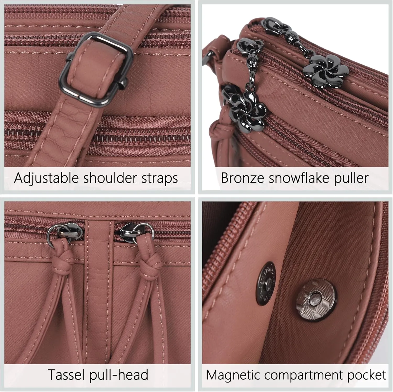 Angel Kiss Small Crossbody Bag for Women Leather Crossbody Purse Triple Compartments Cell Phone Purse Shoulder Bags for Women