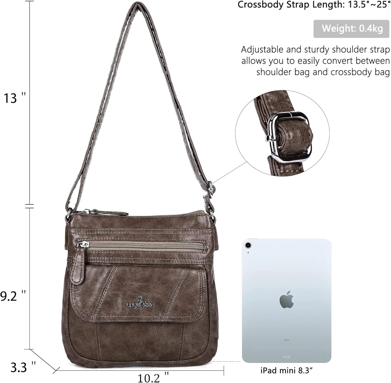 Angelkiss Small Womens Crossbody Bag Leather Shoulder Purse for Women Hobo Bag with Adjustable Shoulder Strap