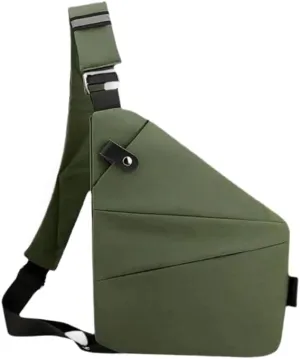 Anti Theft Crossbody Bag, Travel Sling Bag for Women and Men, Chest Shoulder Bag(Camo Green,Right-Handed)
