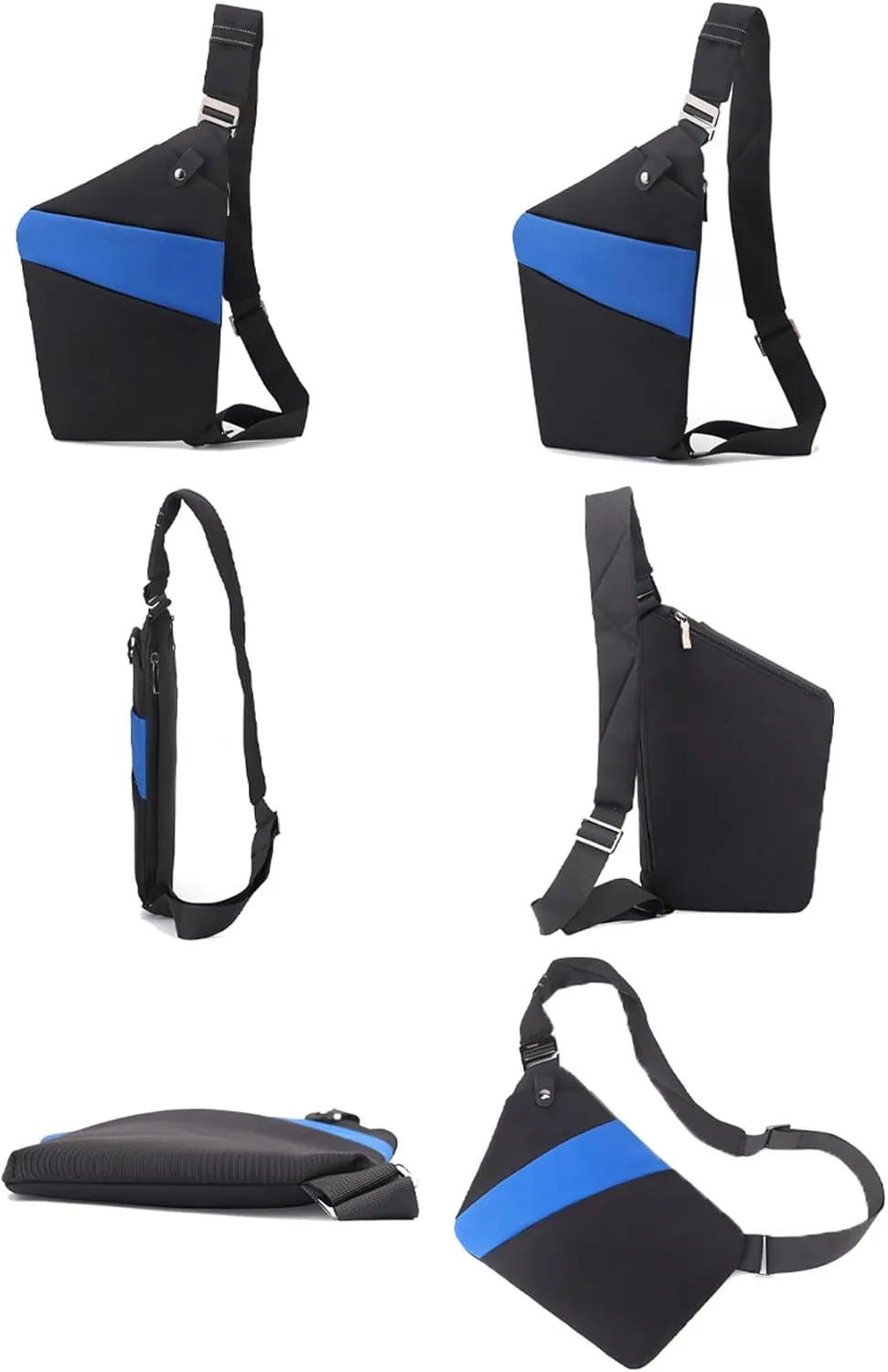 Anti Theft Crossbody Bags for Women, 2025 New Anti-Theft Travel Bag, Shoulder Bag Anti-theft Design for Travel, Sport (Black Blue - Left Shoulder)