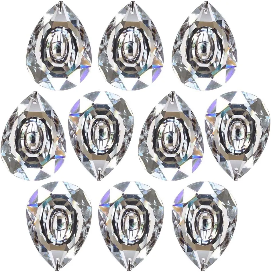 ANYE 10pcs Angel's tear Clear Crystal Prisms Drop 2.48" (63mm) with rings Glass Chandelier Lamp Part Pendant hanging drops parts PJ0029x10