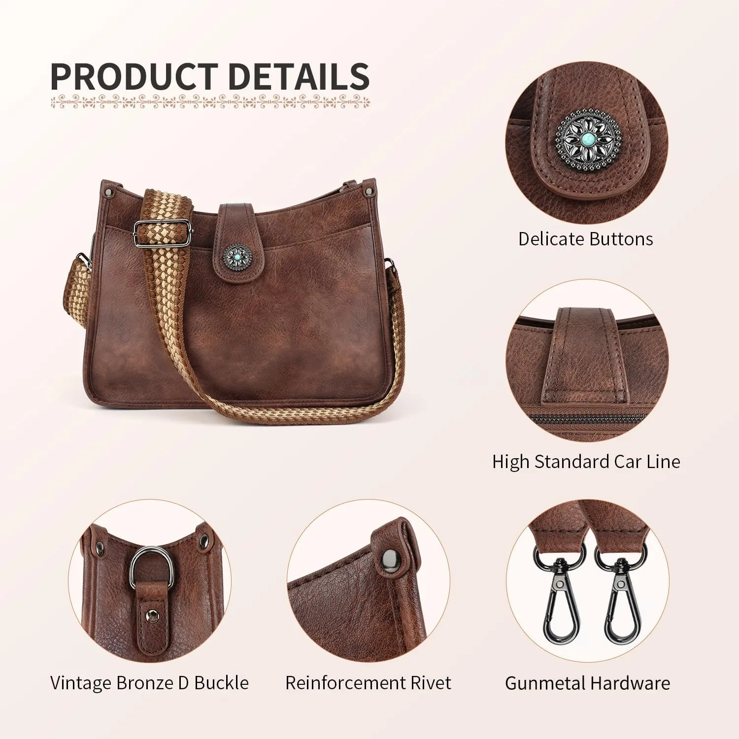 APHISON Crossbody Bags For Women Trendy, Leather Hobo Handbag Crossbody Purses Shoulder Bucket Bag with 2 Strap