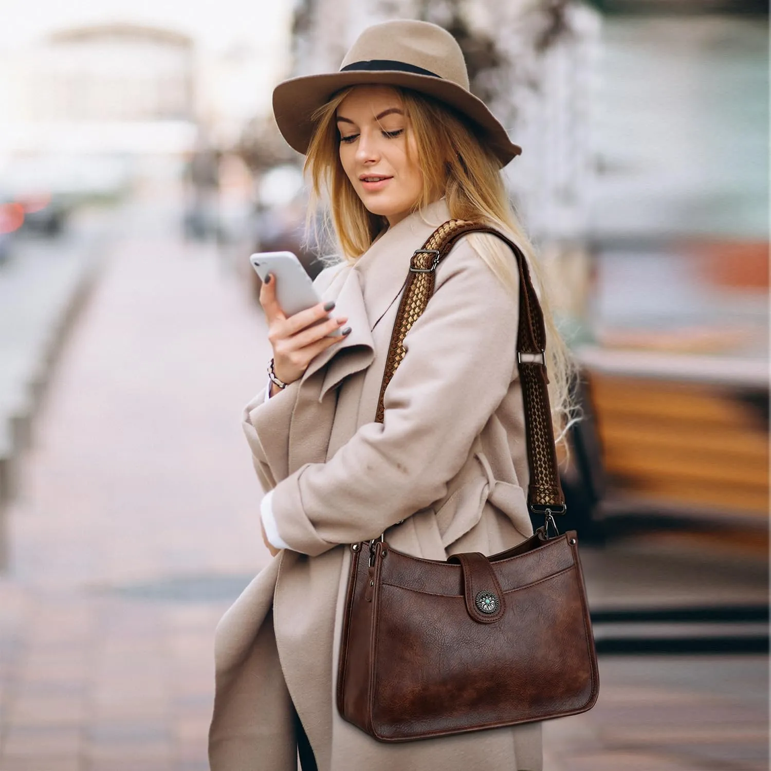 APHISON Crossbody Bags For Women Trendy, Leather Hobo Handbag Crossbody Purses Shoulder Bucket Bag with 2 Strap