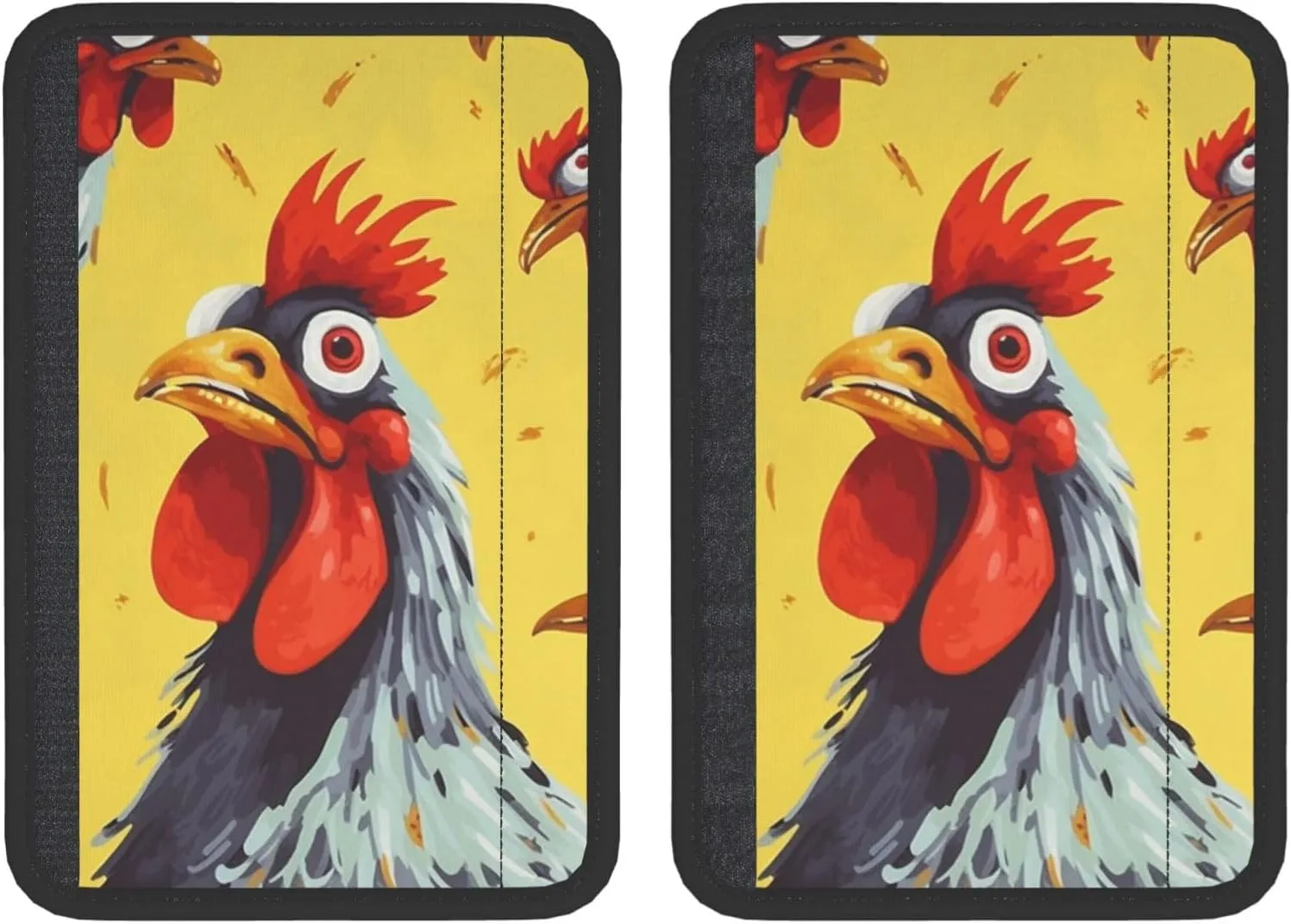 Art Chicken Painting Car Seat Belt Pad 2 Pack Universal Fit Seatbelt Cover Soft and Comfortable Backpack Shoulder Pad Adjustable Neck Cushion Protector Harness Pad for Car Bag