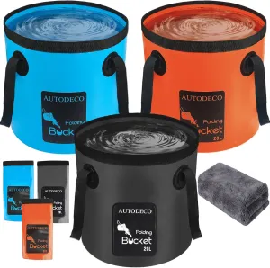 AUTODECO Collapsible Bucket 5 Gallon Container Folding Water Bucket Portable Wash Basin