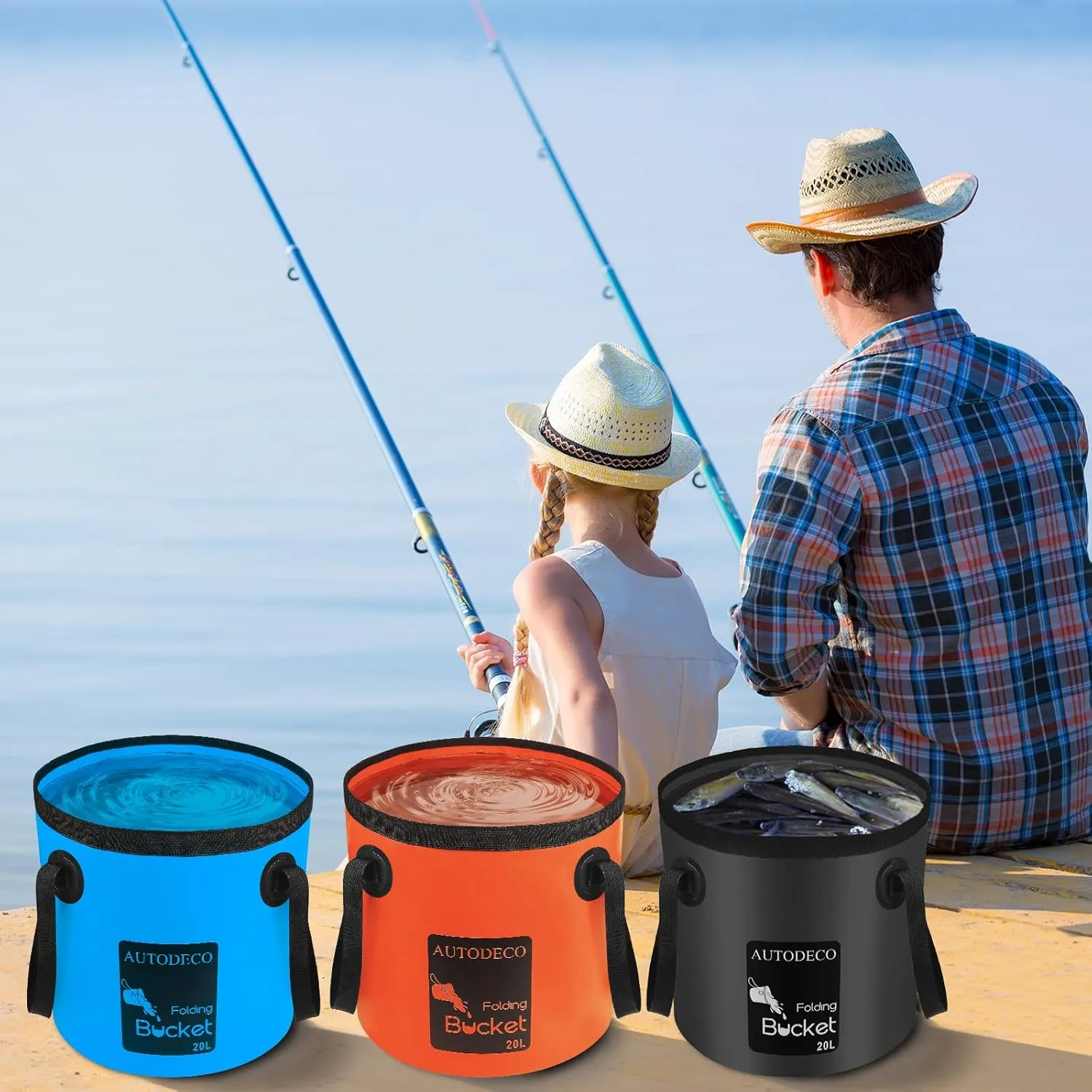 AUTODECO Collapsible Bucket 5 Gallon Container Folding Water Bucket Portable Wash Basin
