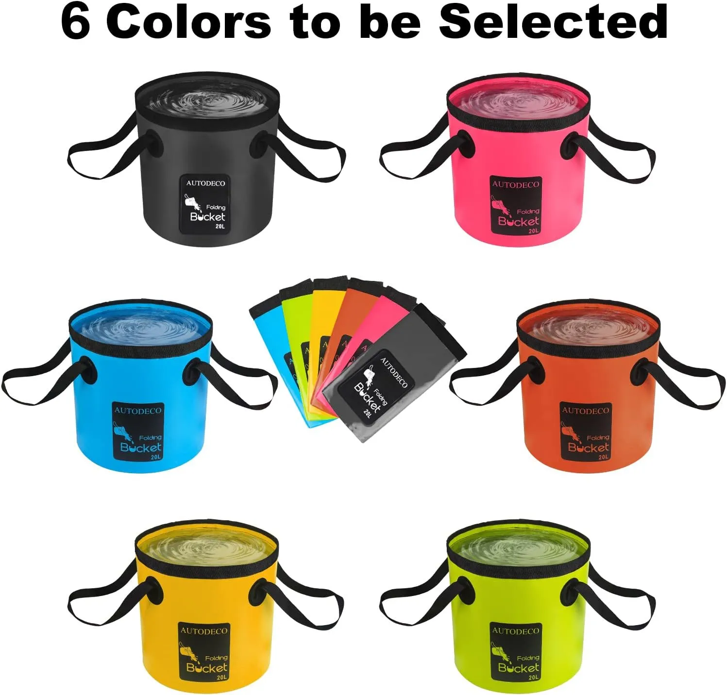 AUTODECO Collapsible Bucket 5 Gallon Container Folding Water Bucket Portable Wash Basin