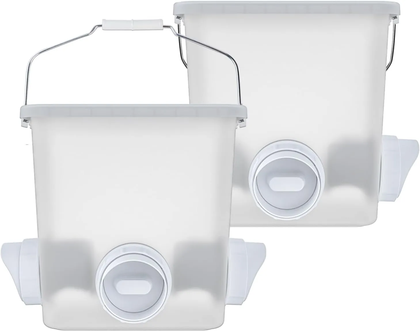 Automatic Chicken Feeder Chicken Feed Container Hanging Chicken Feeder Rainproof Poultry Feeder Bucket (Frosted)