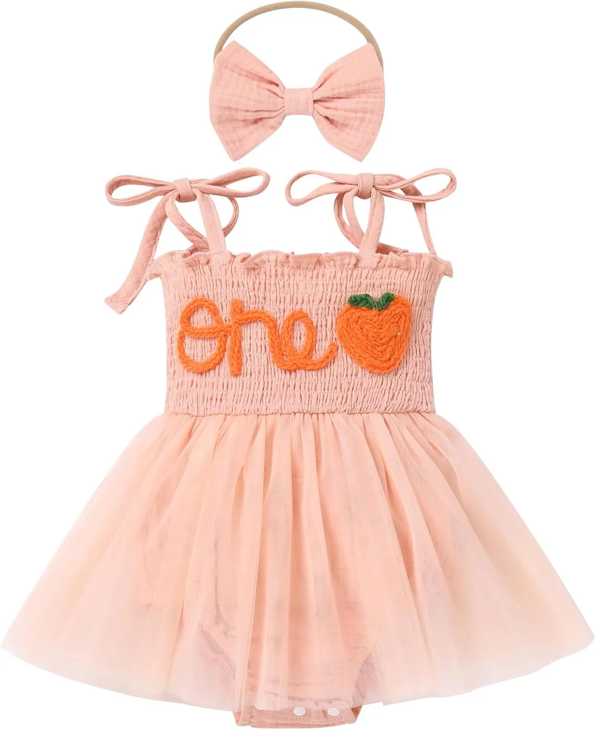 AWIBMK Baby Girls 1st Birthday Outfit Spaghetti Straps Romper Dress with Headband Sleeveless Princess Cake Smash Clothes