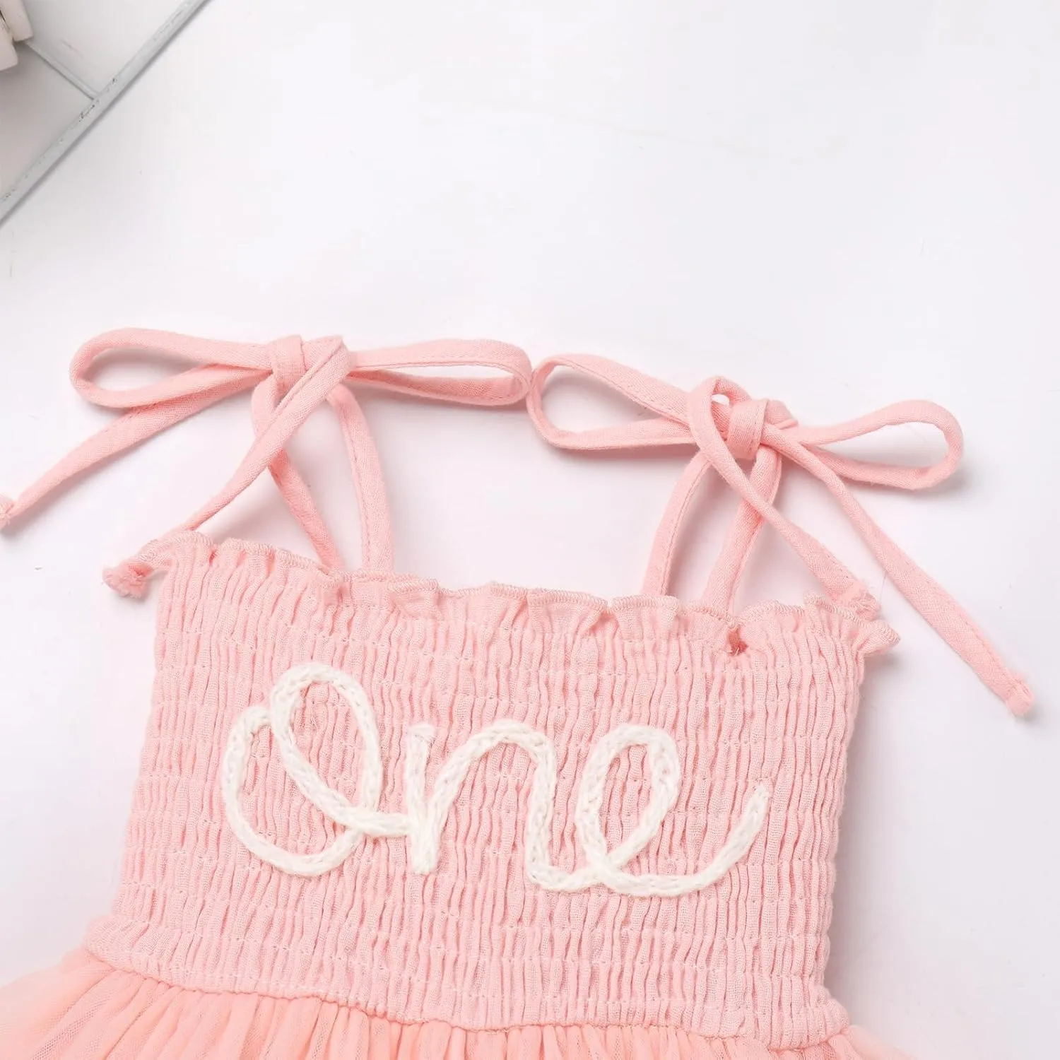AWIBMK Baby Girls 1st Birthday Outfit Spaghetti Straps Romper Dress with Headband Sleeveless Princess Cake Smash Clothes
