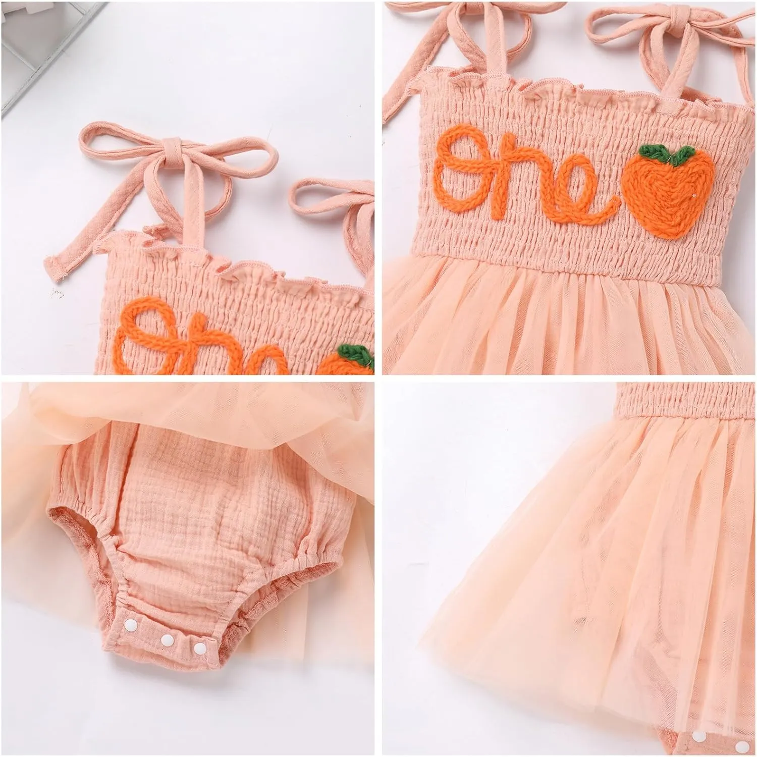 AWIBMK Baby Girls 1st Birthday Outfit Spaghetti Straps Romper Dress with Headband Sleeveless Princess Cake Smash Clothes