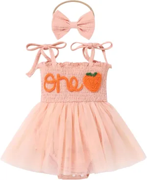 AWIBMK Baby Girls 1st Birthday Outfit Spaghetti Straps Romper Dress with Headband Sleeveless Princess Cake Smash Clothes