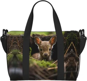 Baby Deer print Crossbody Shoulder Bag Large Weekender Overnight Hand Bag Shopping Work Handbag