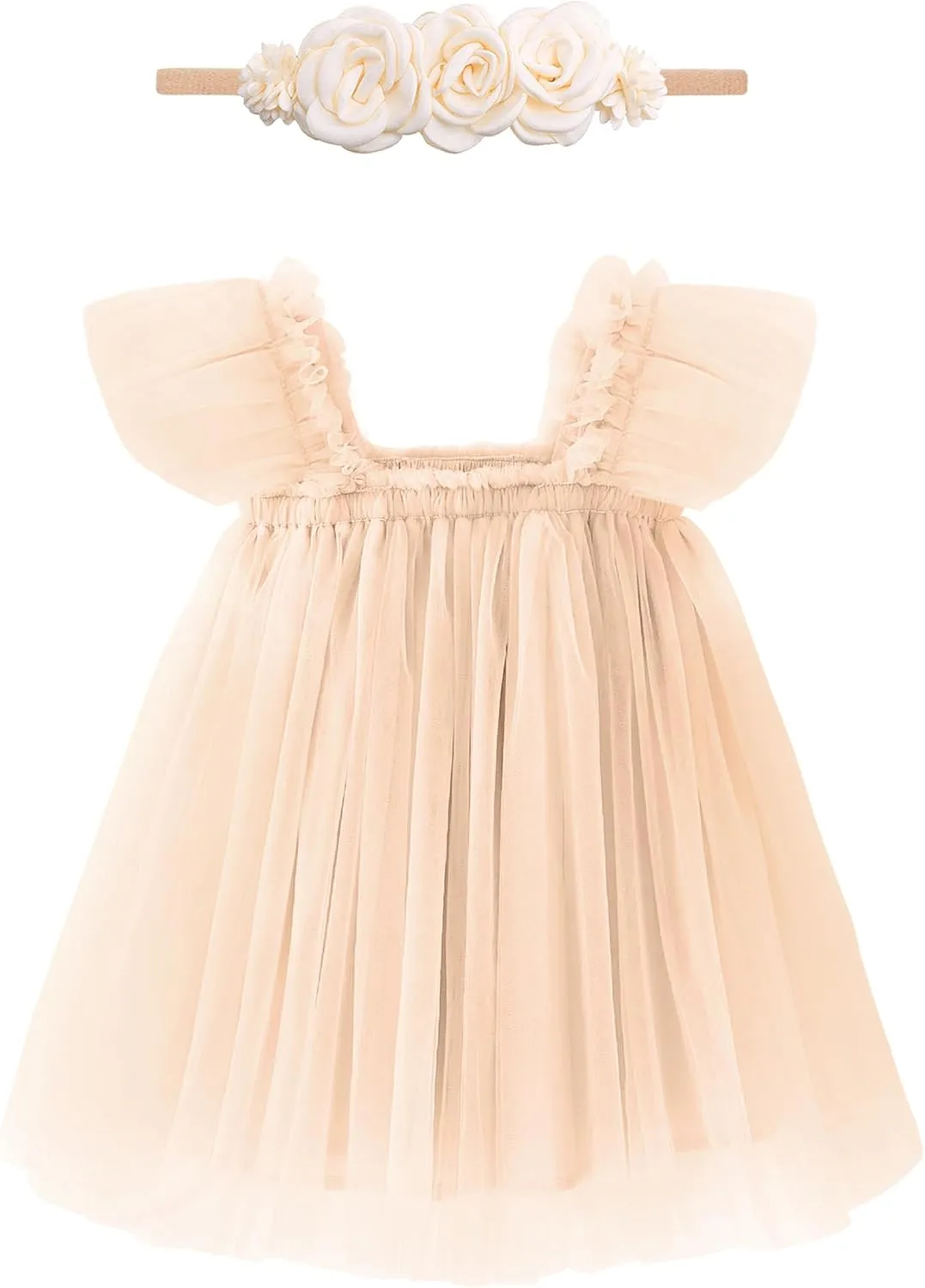 Baby Girl First Birthday Outfit Cake Smash 1st Birthday Dress with Flower Headband