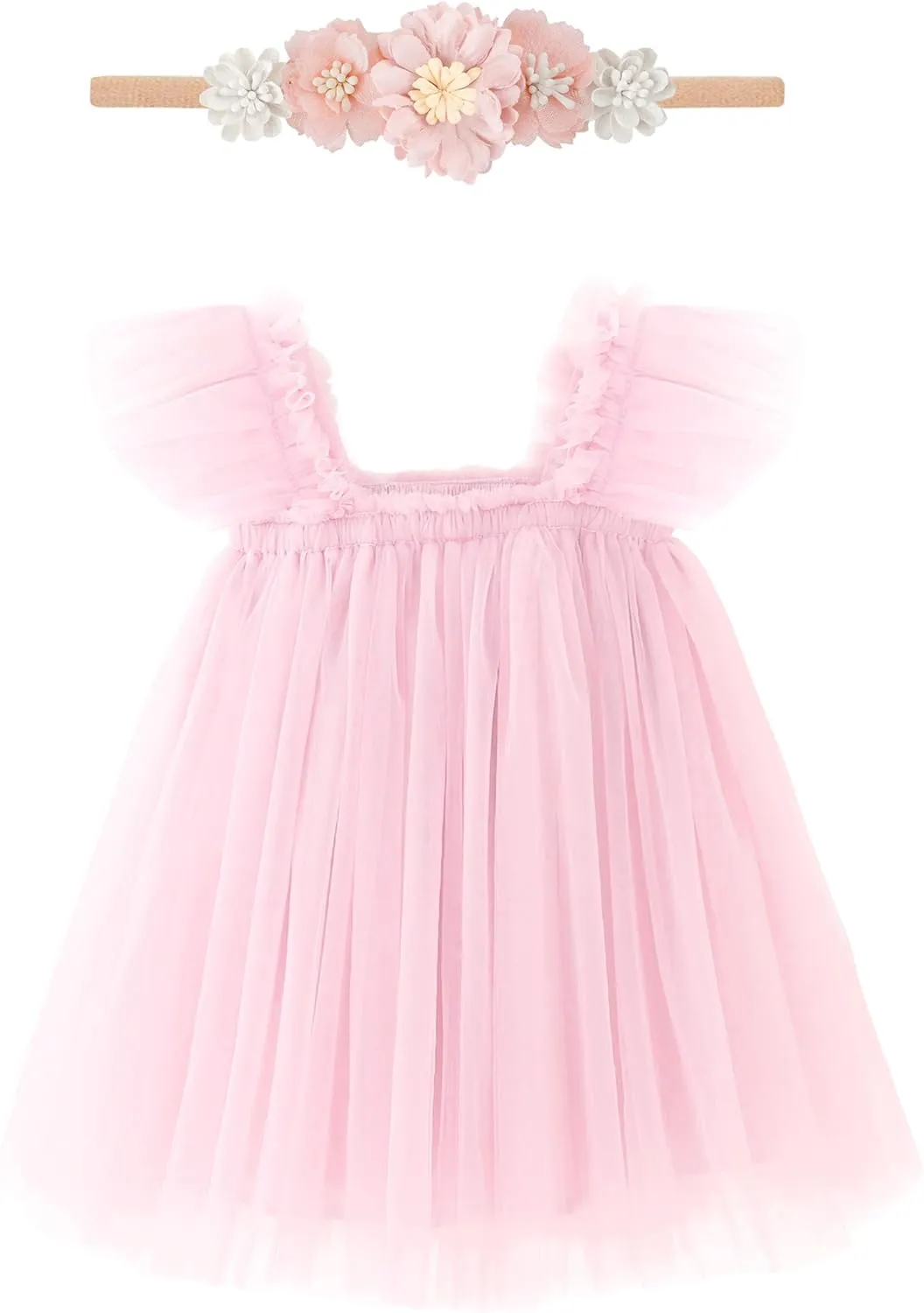 Baby Girl First Birthday Outfit Cake Smash 1st Birthday Dress with Flower Headband
