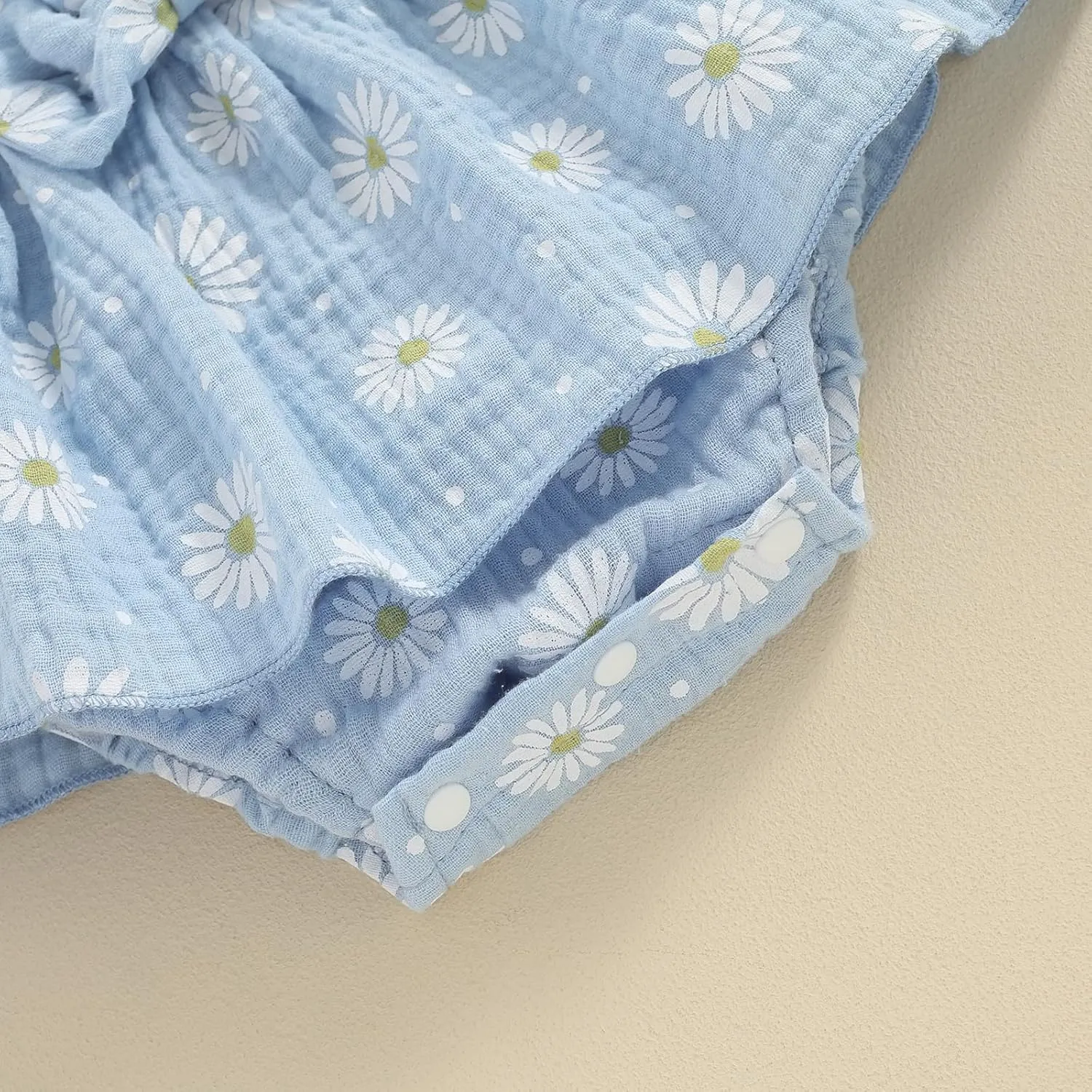 Baby Girls Daisy Romper Bowknot Bodysuit Headband Short Sleeve Playsuits Floral Jumpsuit Infant Summer Clothes