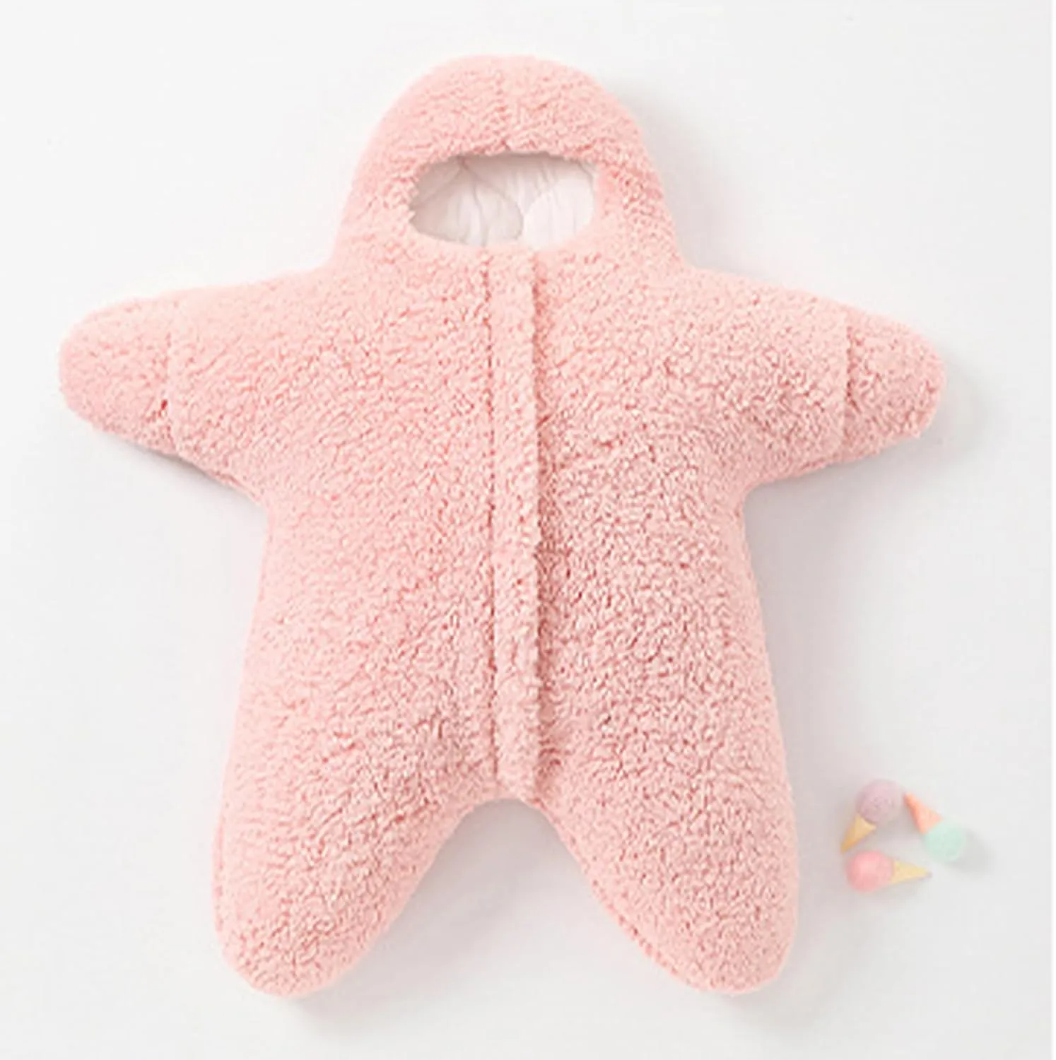 Baby Starfish Onesie, Thick Imitation Fleece Starfish Newborn Sleeping Bag, Infant Footie Jumpsuit Winter Warm Outfits