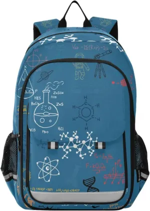 Backpack Navy Science Biology Chemistry Formulas Physics Math Education Daypack Shoulder Bag Rucksack Knapsack for Travel Hiking Sports Gym Casual Camping