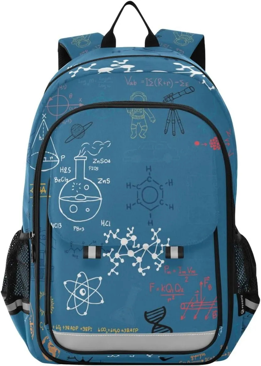 Backpack Navy Science Biology Chemistry Formulas Physics Math Education Daypack Shoulder Bag Rucksack Knapsack for Travel Hiking Sports Gym Casual Camping