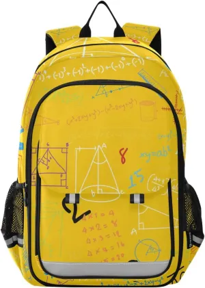 Backpack Yellow Math Mathematical Formula Education Number Daypack Shoulder Bag Rucksack Knapsack for Travel Hiking Sports Gym Casual Camping