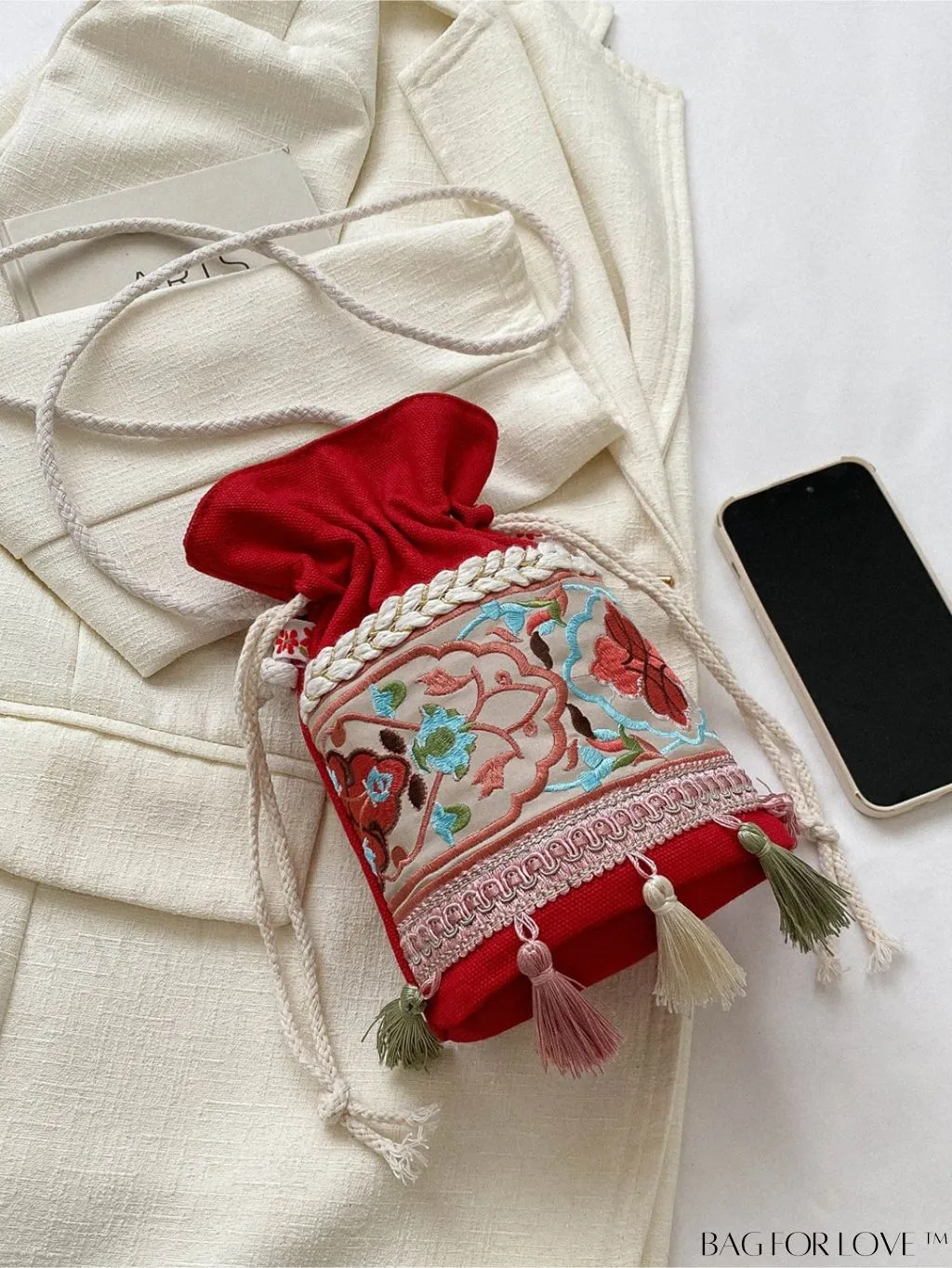 BagForLove - Bohemian Embroidery Tassel Crossbody Bag: Vintage Style, Womens Mini Design