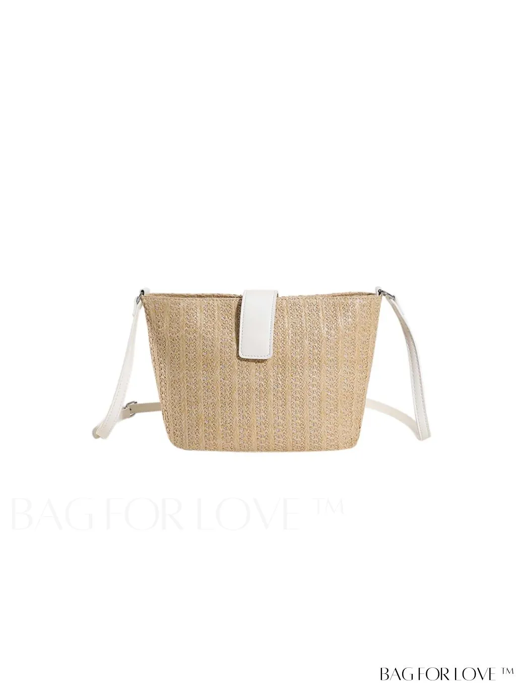 BagForLove - Minimalist Woven Straw Bucket Bag - Womens Chic Vacation Shoulder Crossbody