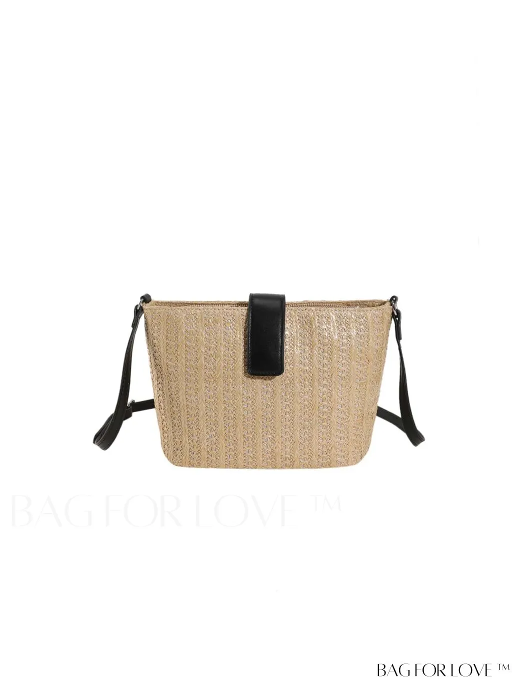 BagForLove - Minimalist Woven Straw Bucket Bag - Womens Chic Vacation Shoulder Crossbody