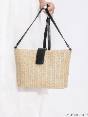 BagForLove - Minimalist Woven Straw Bucket Bag - Womens Chic Vacation Shoulder Crossbody