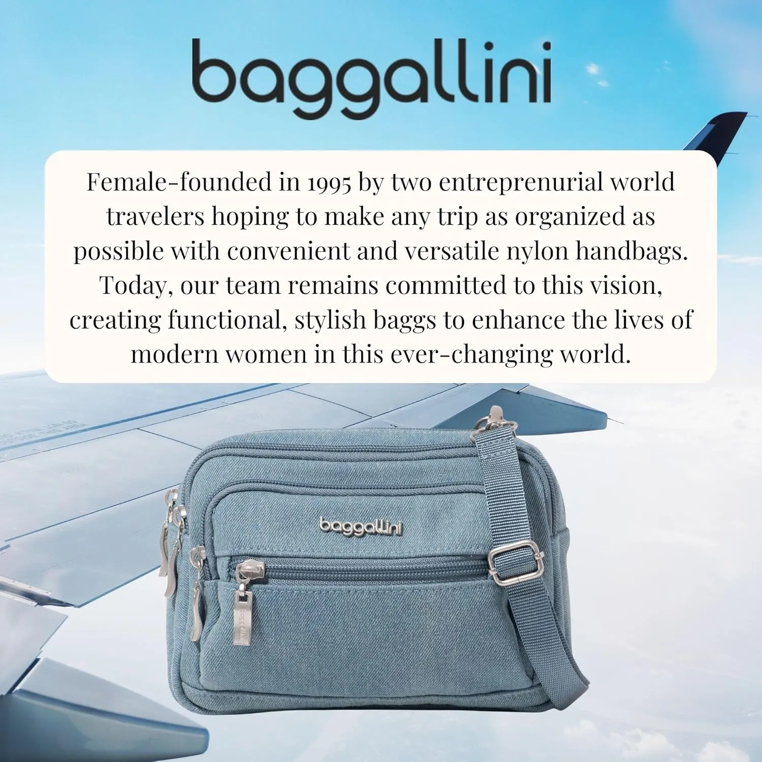 Baggallini Triple Zip Small Crossbody Bag